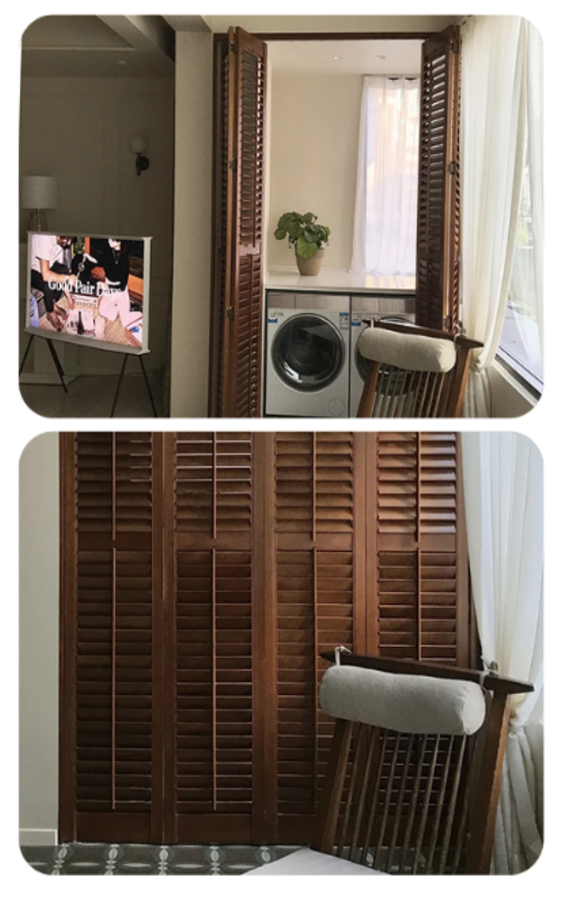 Painted Paulownia/basswood/PVC plantation wooden shutters