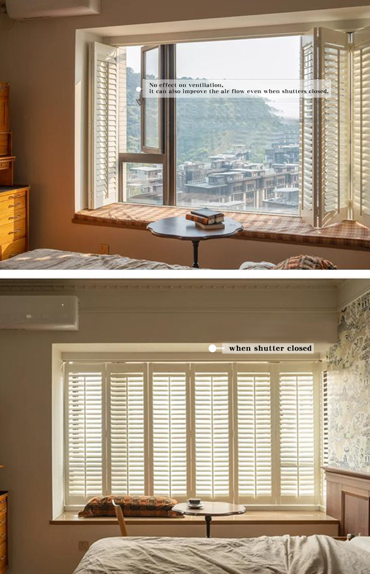 Painted Paulownia/basswood/PVC plantation wooden shutters